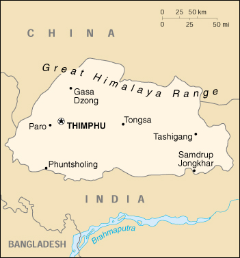 [Country map of Bhutan]