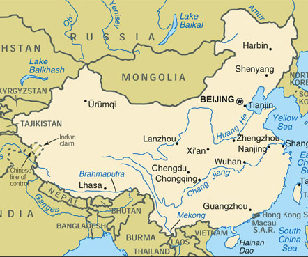 [Country map of China]