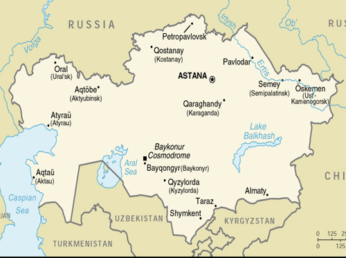 [Country map of Kazakhstan]