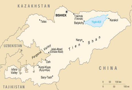 [Country map of Kyrgyzstan]