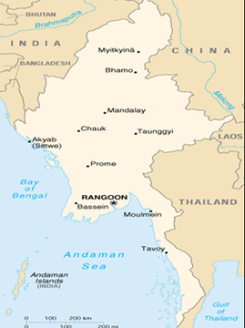 [Country map of Burma]