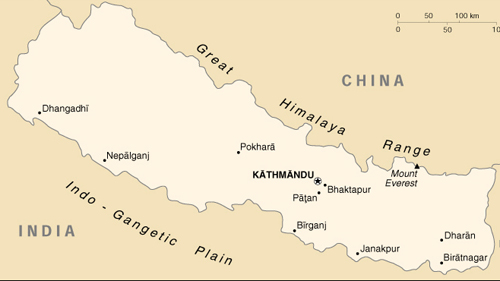 [Country map of Nepal]