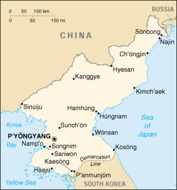 [Country map of Korea, North]