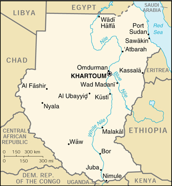 [Country map of Sudan]