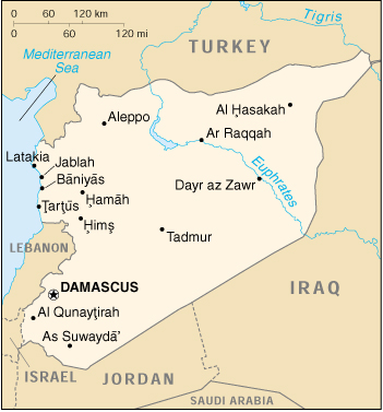 [Country map of Syria]