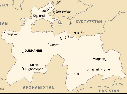 [Country map of Tajikistan]