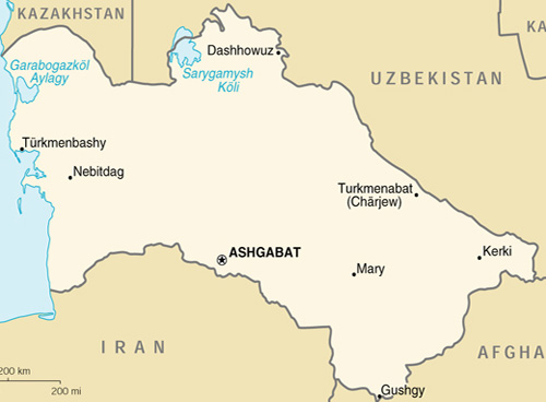 [Country map of Turkmenistan]