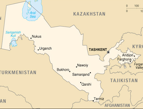 [Country map of Uzbekistan]